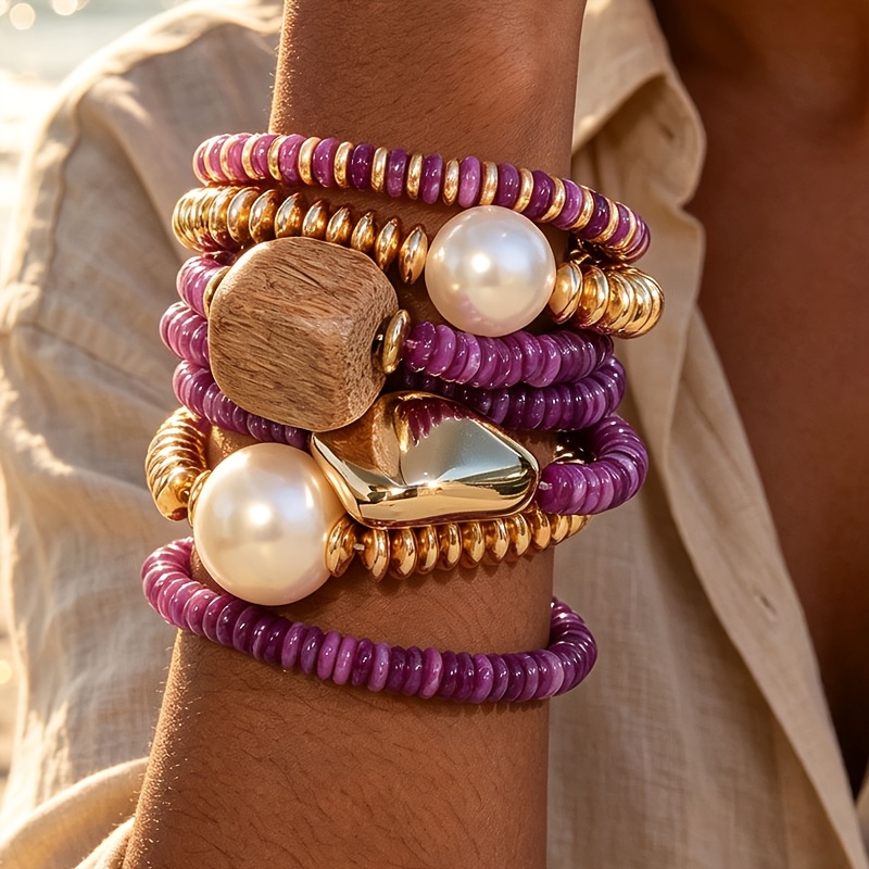 7pcs Bead Stackable Bracelet Set for Women